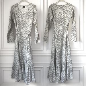 Needles Japan Geometric Print Maxi Dress Rayon Cotton White Black Size 3 M